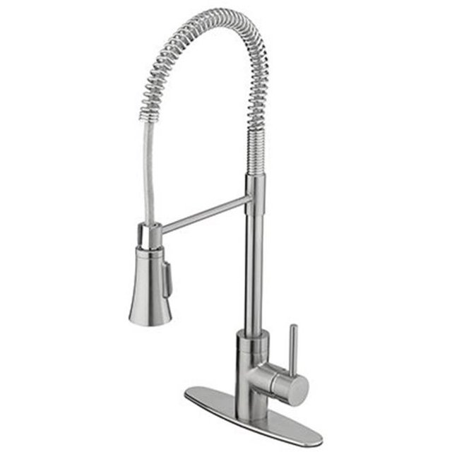 Homewerks Worldwide 240696 HomePointe Pull Down Industrial Kitchen Faucet with Single Handle - Stainless Steel