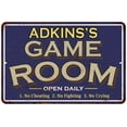 thumbnail image 1 of ADKINS'S Blue Game Room Sign Metal 8 x 12 Matte Finish Metal 108120002004, 1 of 1