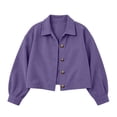 thumbnail image 4 of QIYAGBSA Corduroy Jacket for Women Soft Turn Down Lapel Collar Button Down Long Sleeve Drop Shoulder Fall Casual Outerwear Lightweight (Purple, L), 4 of 9