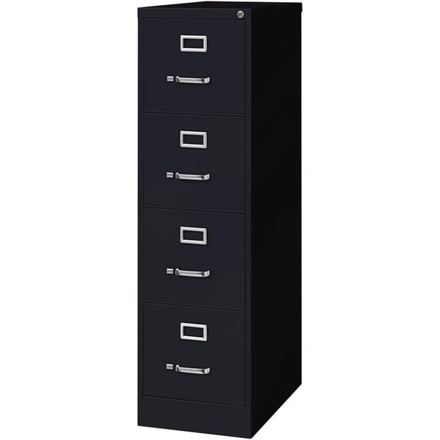 Cooper 25" 4-Drawer Metal Letter Width Vertical File Cabinet in Black