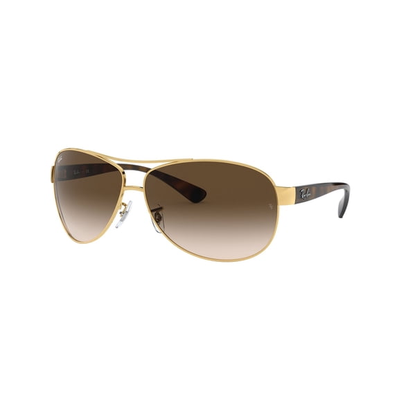 RAY-BAN RB3386 RB3386 Pilot Shape Sunglasses Polished Arista Gold Frame | Brown Gradient Lens 63mm