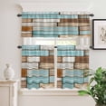 thumbnail image 2 of 3 Piece Kitchen Curtains and Valances Set Blue Brown Vintage Cafe Curtains 36 Inch Length Retro Farmhouse Elegant Pastoral Valance & Tier Curtain for Living Room Bedroom Window 54"x18"+27"x36"*2, 2 of 6