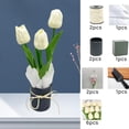 thumbnail image 3 of Flores Artificiales Sunnimix de Tulipanes en Maceta Blanco Leche, 3 of 7
