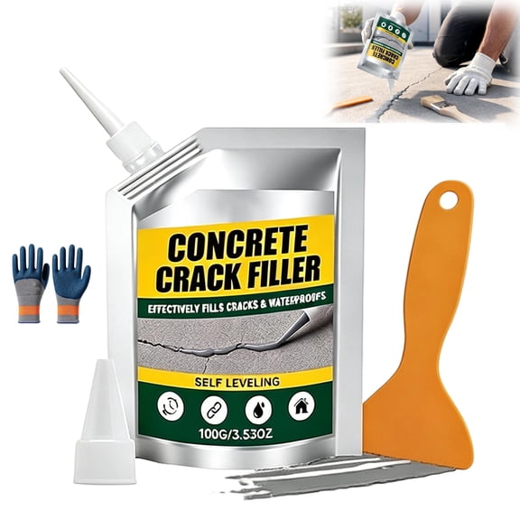 Concrete Crack Filler, Waterproof Self Leveling Sealant & High Elasticity Strong Bond Repair, For Driveways, Walkways, Patios and Indoor Outdoor Surfaces