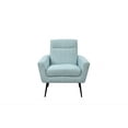 thumbnail image 3 of Accent Armchair, Modern Fabric Upholstered Leisure Chair with Metal Legs and High Backrest, Comfy Club Chair Single Sofa Chair with Thicken Cushion Seat for Living Room,Bedroom, Light Blue, 3 of 7