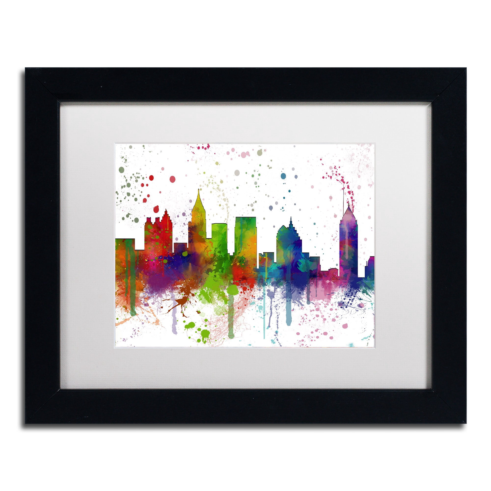 Trademark Fine Art "Atlanta Georgia Skyline Mclr-1" Canvas Art by Marlene Watson, White Matte, Black Frame