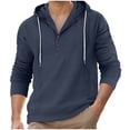 thumbnail image 2 of WIZUTIZ Mens Linen Henley Hoodies Long Sleeve Button Down Sweatshirts Drawstring Casual Beach Pullover Tops Fall Fashion Shirt, 2 of 5