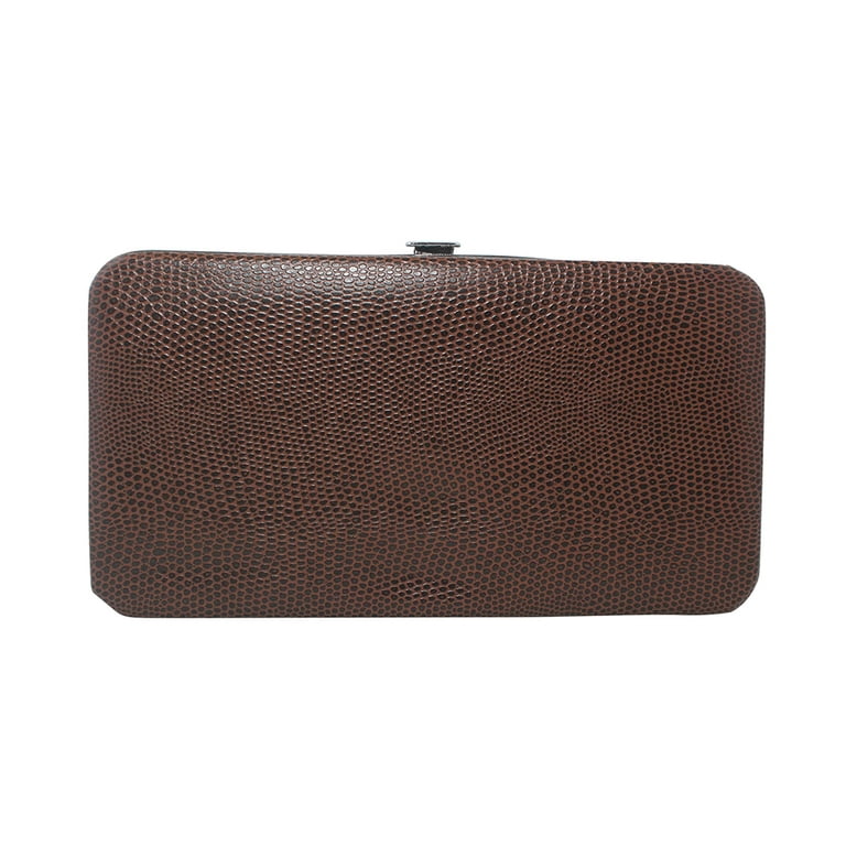 Chicastic Brown Small Glossy Snakeskin Flat Hard Clutch Wallet Walmart