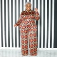 thumbnail image 2 of AURA Women Plus Size Silk Like Two Piece Outfit Casual Long Sleeve Printed Set, 2 of 6