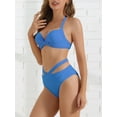 thumbnail image 2 of DARING DIVA Women's 2 Piece Push Up Halter Wide Tie Triangle Bottom Bikini Sets XS Blue, 2 of 6