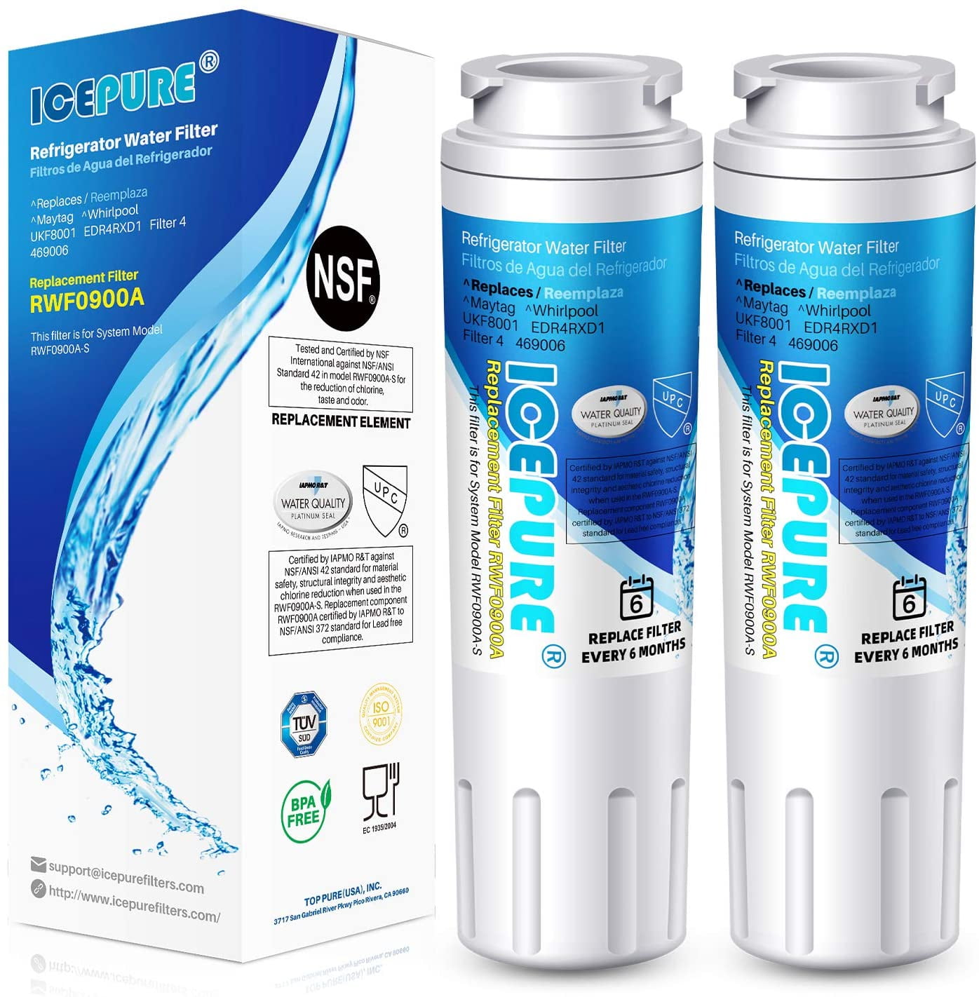 Refresh R-9006 Replacement Water Filter for Maytag Ukf8001 - 2 Pack