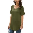 thumbnail image 6 of Cindysus Ladies Tops Short Sleeve Tee V Neck T Shirt Summer Pullover Basic T-shirt Army Green XXL, 6 of 7