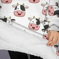 thumbnail image 3 of Oversized Wearable Blanket Hoodie,White Cow Face Pattern Sherpa Blanket Hoodie with Super Pockets,Super Warm Fuzzy Pullover for Women & Men, 3 of 6