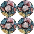 thumbnail image 2 of Shower Caps,Pioneer Flower Floral Print Pattern Waterproof Shower Cap for Women 4 Pieces,Double Reusable Hair Cover for Shower PEVA Elastic Stretch Hem, 2 of 7
