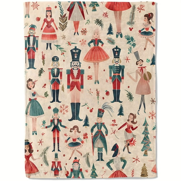 Nutcracker Ballerina Blanket Super Soft Lightweight Christmas Tree Holiday Blanket for Sofa Room Bedroom Modern Christmas Decor Christmas Blanket Gift