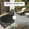 thumbnail image 3 of 4x6ft Outdoor Rug, Reversible Plastic Patio Rug Waterproof, Indoor Outdoor Carpet Clearance, Portable Small Area Carpet for Patio Deck Balcony Pool RV Camping Beach Picnic, Classic Black, 3 of 7