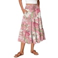 thumbnail image 2 of Women’s High Waist Tiered Long Skirt with Drawstring Floral Print Elastic Waistband Lightweight Flowing Design Pink M, 2 of 6