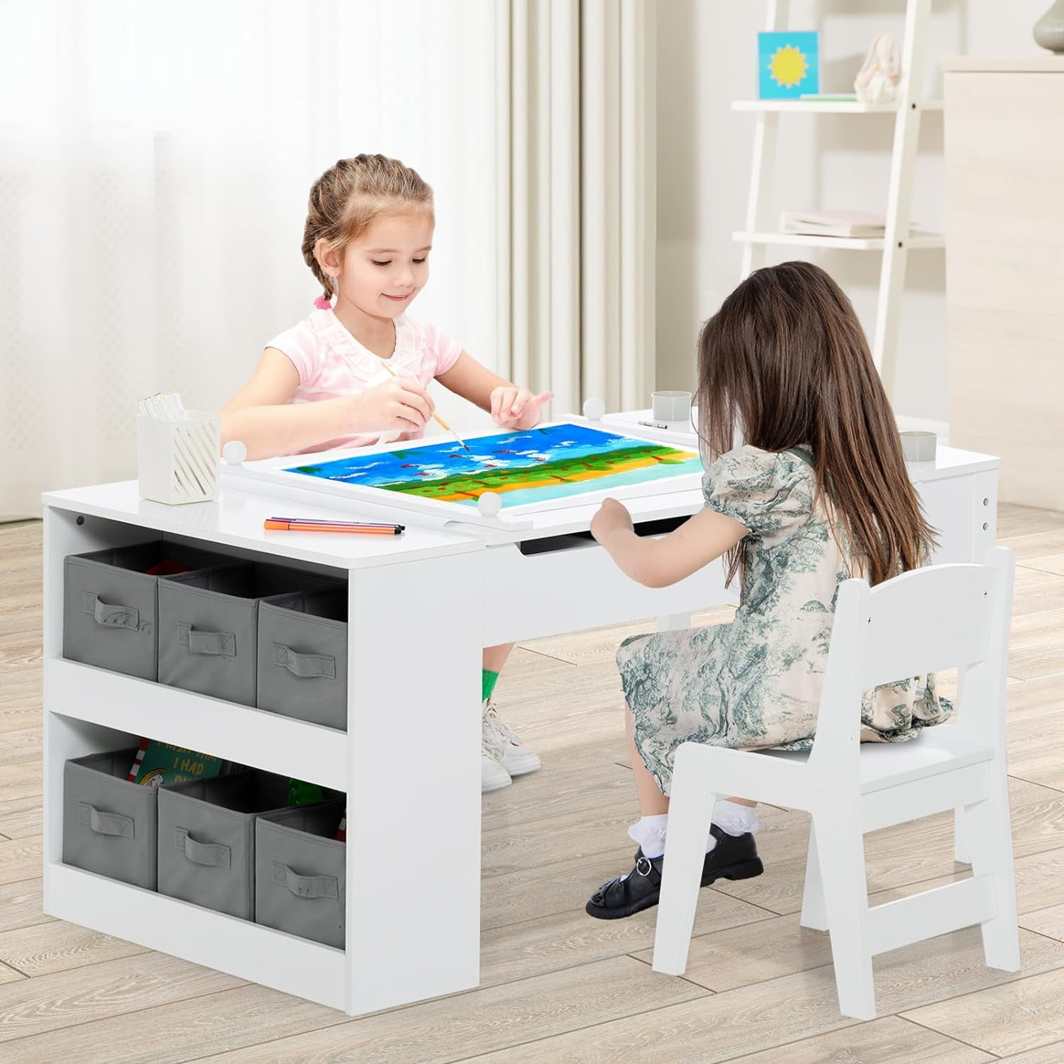 Kids Furniture Desk Art Table Activity Study Organizer Craft Master Read Write
