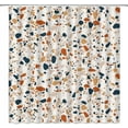 thumbnail image 1 of Rideau de Douche en Marbre Moderne Terrazzo Roche Abstrait Carreaux Granit Brun Bleu Pierre d'Agate Motif Géométrique Unique Rideaux en Polyester à la Mode et Mignons pour une Mise à Jour de Salle de Bain Stylée Comprend des Crochets, 1 of 6