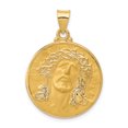 thumbnail image 1 of Pendentif Breloque Collier Rond Médaille Tête du Christ en Or Jaune 14k Religieux Jésus, 1 of 6