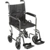 Drive Medical B275082 Lightweight Steel Transport Wheelchair, 19 in. Seat - Silver Vein Frame & Black Upholstery