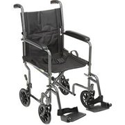 Drive Medical B275082 Lightweight Steel Transport Wheelchair, 19 in. Seat - Silver Vein Frame & Black Upholstery
