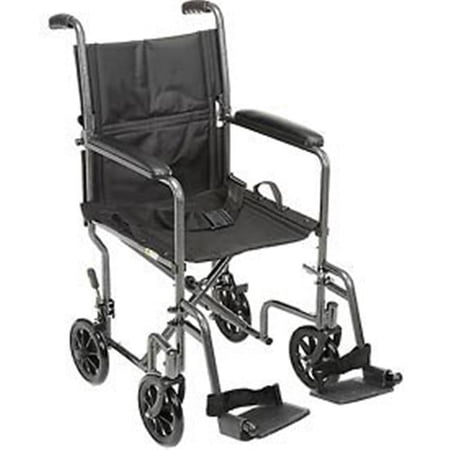 Drive Medical B275082 Lightweight Steel Transport Wheelchair, 19 in. Seat - Silver Vein Frame & Black Upholstery