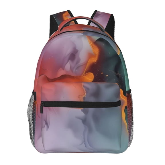 Honeii Colorful Abstract Waves Print Backpack for Both Men and Women, Basic Bookbag for College, Work, or Travel,Rucksack Computer Bag-One Size