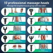 Cshidworld Massage Gun Deep Tissue, Muscle Percussion Back Neck Head Handheld Hammer Massager for Athletes, 99 Speed Level with LED Display Screen, Long Battery Life with 10 Heads