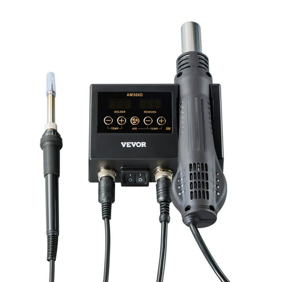 2-in-1 Hot Air Gun & Soldering Station 750W, Adjustable Temperature, LED Digital Display, for PCB Repair