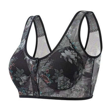 Nexjvus Nursing Bras for Breastfeeding Wirefree Front Open Front Open Button Maternity Bra Fashion Print Bra Size M-XXL