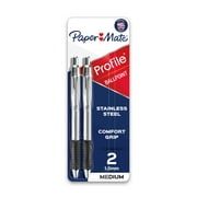 Paper Mate Profile Metal Barrel Retractable Ballpoint Pen Medium Point Black Ink 2/Pack (2130513)