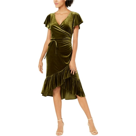 Lucy Paris Womens Velvet Wrap Dress, Green, X-Small