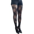thumbnail image 2 of Black Diagonal Check Sheer Tights Plus Size, 2 of 3