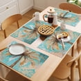thumbnail image 5 of Boho Coastal Beach Placemats Set of 8 Tropical Ocean Coconut Flower Plant Place Mats Indoor Wipeable Table Mats Washable Cloth Dining Table Placemats for Kitchen Holiday Party Home Decor 13x19 Inch, 5 of 9