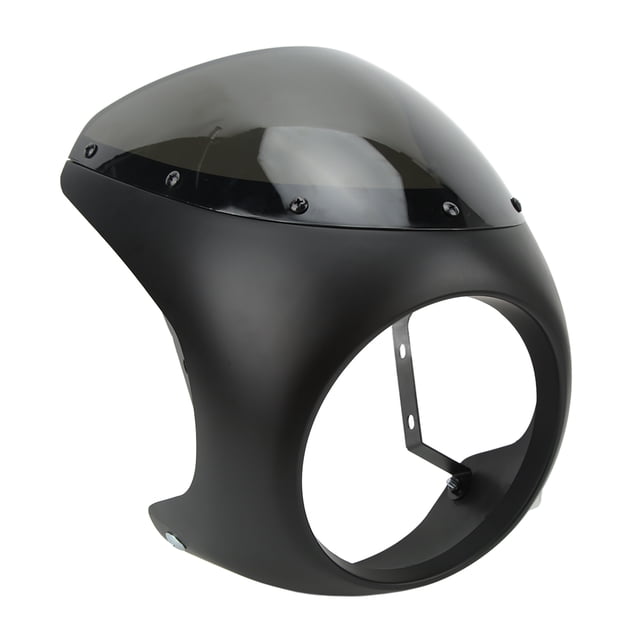 Headlight Fairing Cover, Scratch Resistant Motorcycle Headlight Fairing Strong Stability Front Clear Lighting For Round Headlights Motorbike Glossy Black,Matte Black