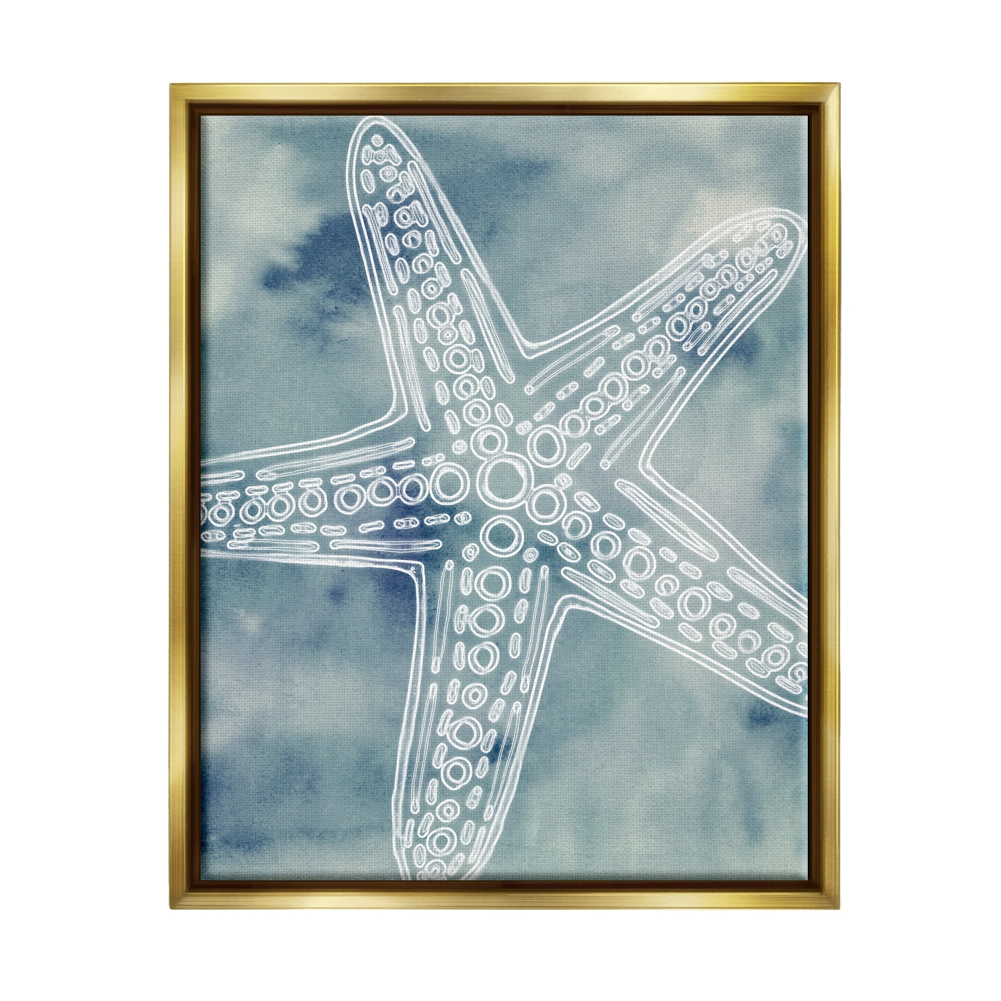 Stupell Industries Detailed Starfish Pattern Circles Blurred Watercolor Background Graphic Art Metallic Gold Floating Framed Canvas Print Wall Art, Design by Ziwei Li
