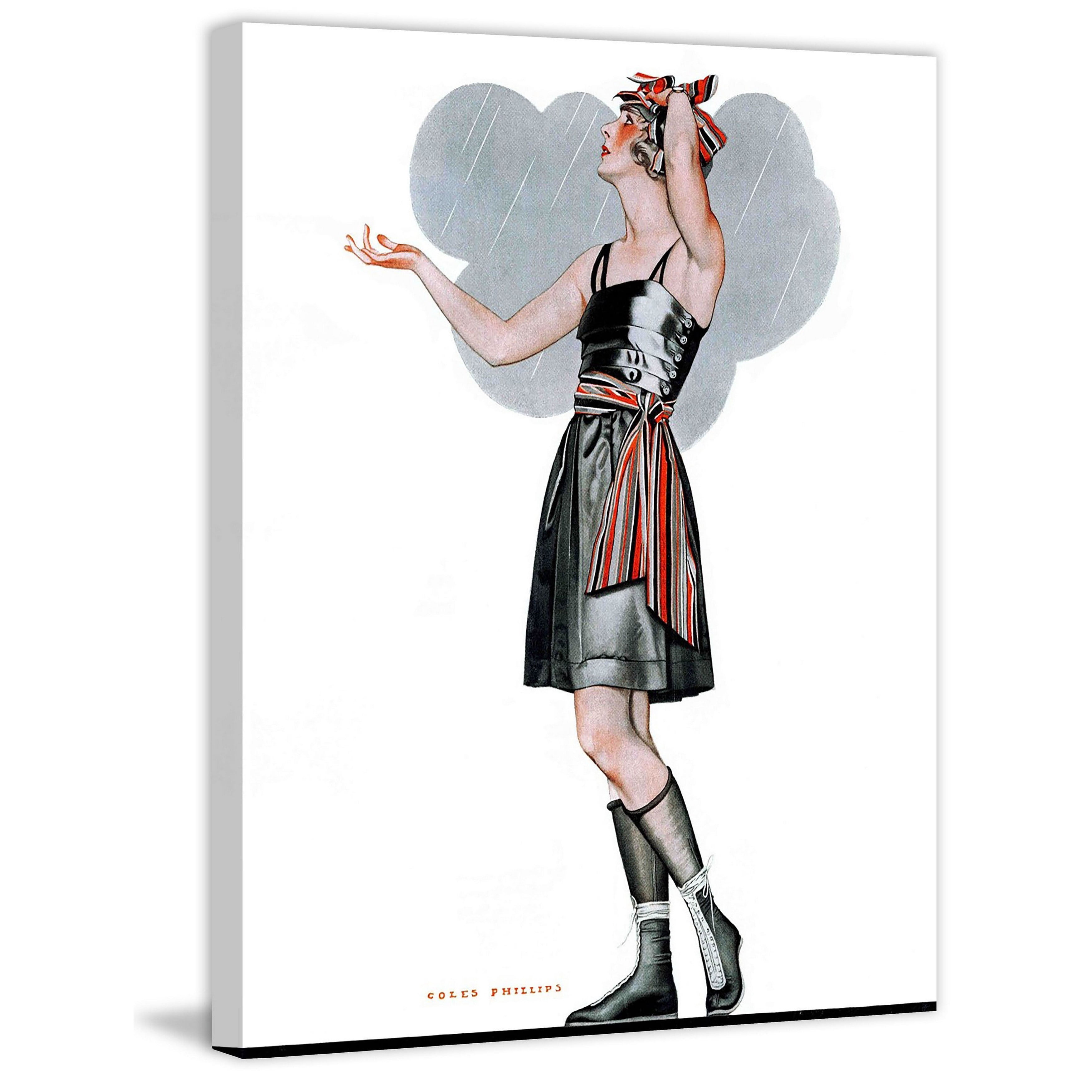 Marmont Hill "Bathing Beauty and Rain" by Coles Phillips Painting Print on Canvas