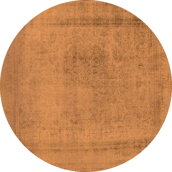 Ahgly Company Indoor Round Oriental Orange Industrial Area Rugs, 6' Round