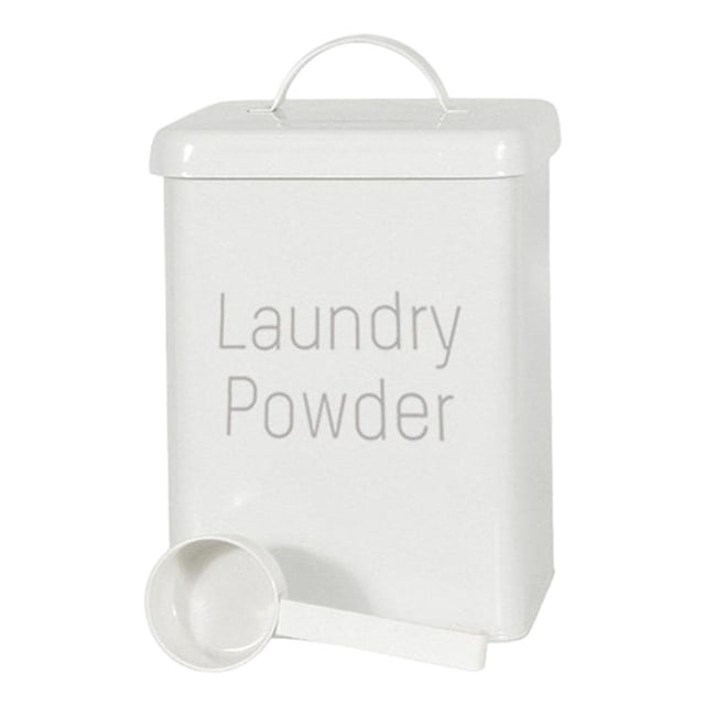 Cubo de almacenamiento de 5 l con tapa hermética, resistente a la humedad y multiusos para detergente de ropa. blanco