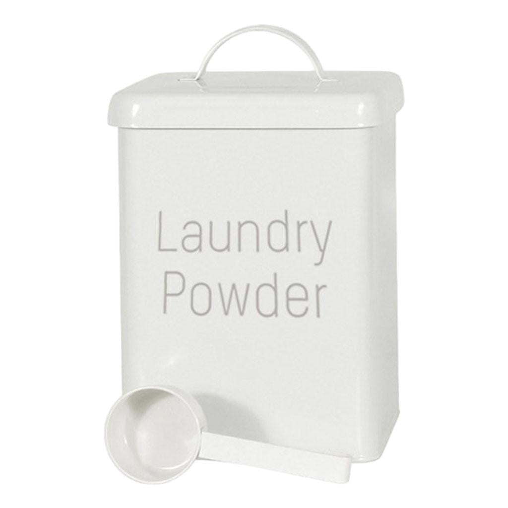 Fzaqwen 5L Storage Tin Airtight Lid Moistureproof Multifunctional for Laundry Powder Dry White