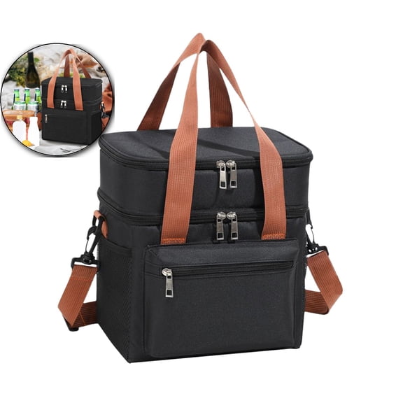 VQPeo Insulated Lunch Box for Men & Women - Collapsible Cooler Bag Leakproof Double Deck, Adult Lunch Bags for Work, Travel - Lunch Bag Cooler Lunch Box with Adjustable Strap