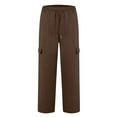 thumbnail image 5 of Women's Elastic Waist Casual Pants with Side Pockets Loose Fit Straight Leg Trousers Sport Outdoor Workwear Long Pants for Daily Wear Brown XL, 5 of 5
