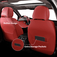 thumbnail image 4 of FLORICH Universal Car Seat Covers Front Pair, Waterproof Faux Leather Seat Protectors, Automotive Interior Cushions Fit for Most Cars SUV Trucks, Red & Black, 4 of 7