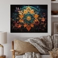thumbnail image 2 of Designart "Teal Orange Buddhist Art Mandala euphony" Spiritual Print on Natural Pine Wood, 2 of 5