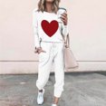 thumbnail image 2 of Pisexur Ensembles 2 Pcs pour Femmes Automne Tendance Imprimé Cœur Chandails en Molleton Col Rond Pantalons Jogger Survêtements Femmes Tenues 2 Pcs Décontractées Surdimensionnées pour Entraînement Voyage Vacances, 2 of 4