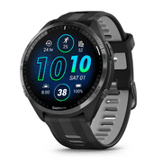 Garmin Forerunner 965 Premium GPS Running and Triathlon Smartwatch with AMOLED Touchscreen Display, Carbon Gray DLC Titanium Bezel with Black Silicone Band with Wearable4U Power bank Bundle