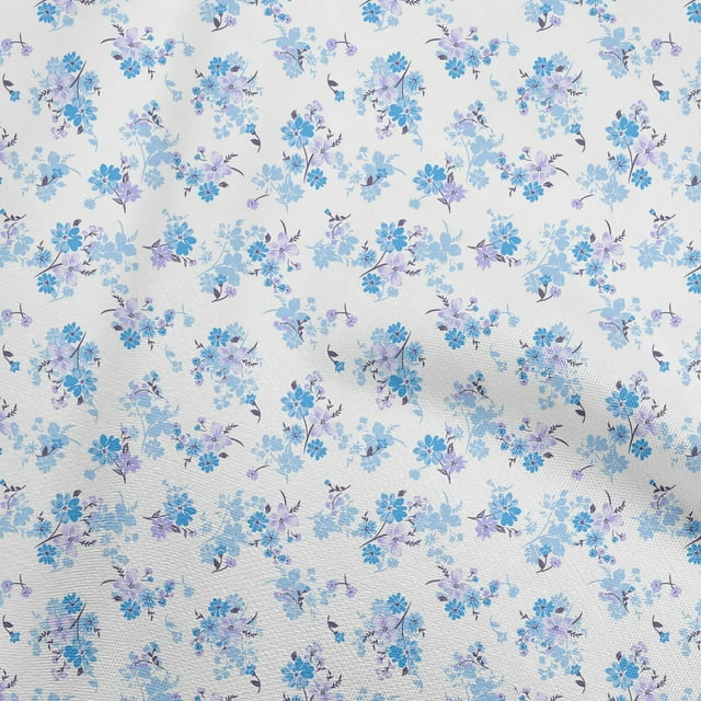 oneOone Rayon Blue Fabric Floral Sewing Material Print Fabric By The Yard 56 Inch Wide