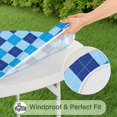 thumbnail image 5 of Light Blue and Dark Blue Argyle Pattern Round Fitted Tablecloth with Elastic Edge,Dining Table Cover Waterproof,Outdoor Round Tablecloth for Camping,Dining,Indoor and Outdoor, 5 of 7