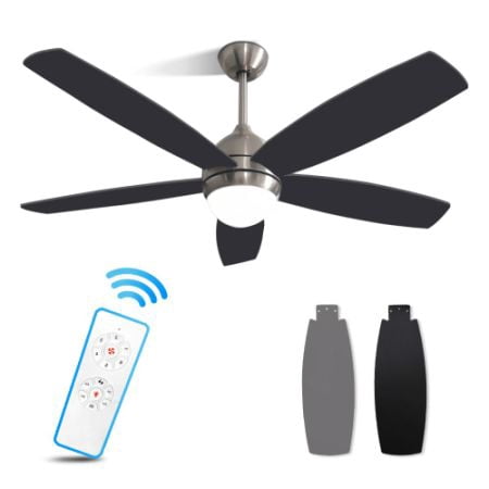 

Noiseless 52 Inch Black Ceiling Fan with Lights Remote Control Modern Ceiling Fans for Bedroom Living Room Low Profile Ceiling Fan with 6 Speeds 3 Color Light Reversible Blades and Motor